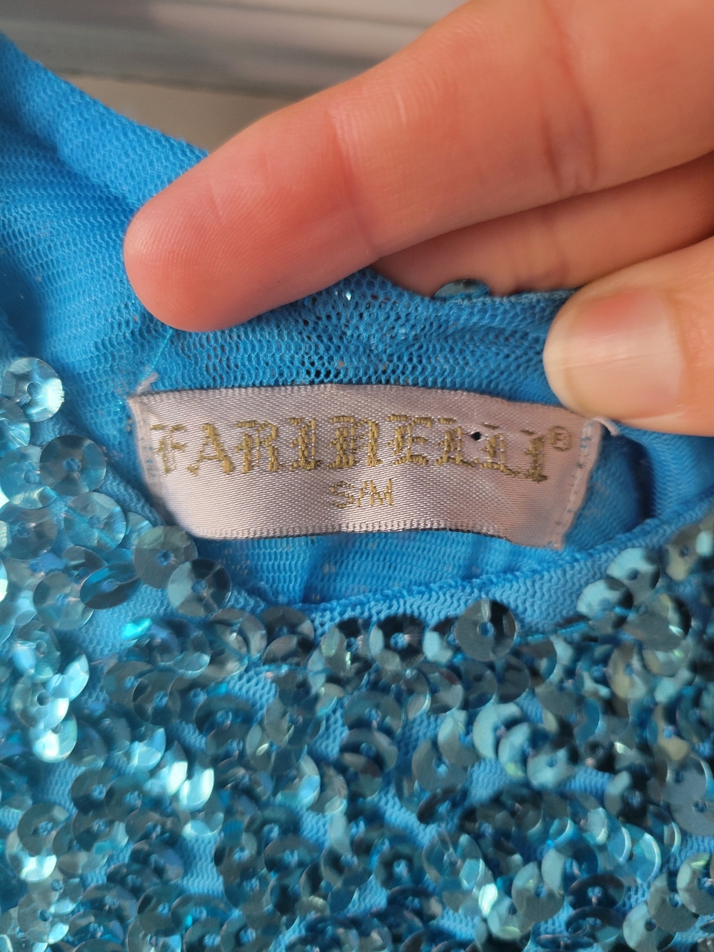 Farinelli Sequin Dress Bodycon Sexy V Neck Dance Party Club Wear Size S/M - Picture 7 of 14